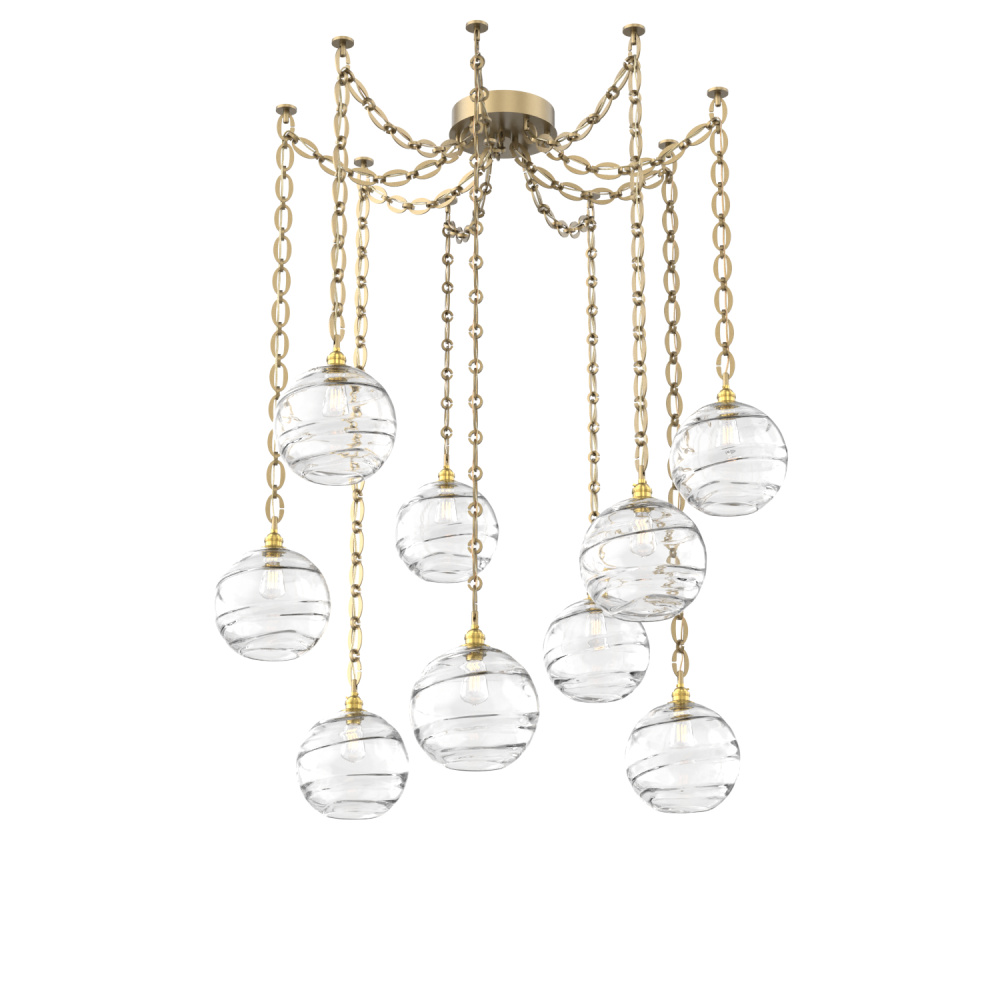 Terra Multi Light Pendant Multi Port Canopy Gilded Brass