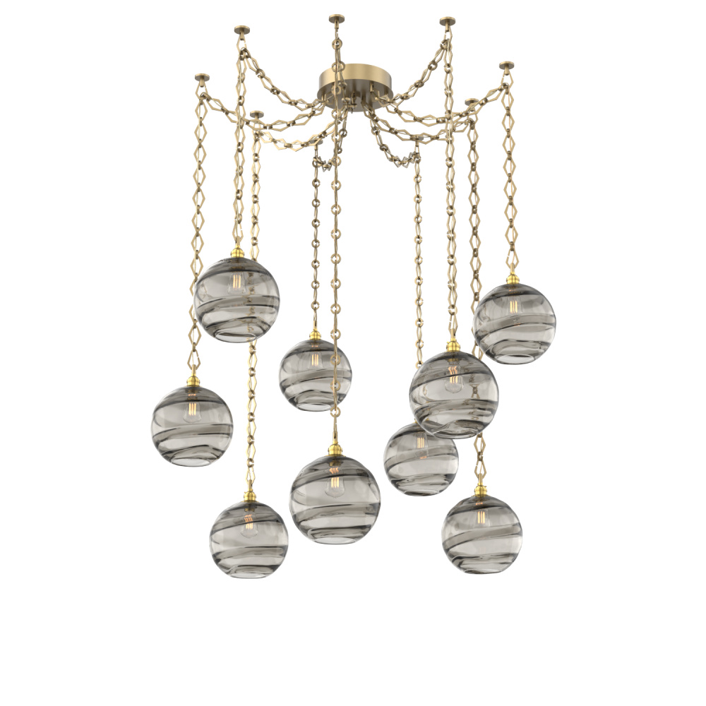Terra Multi Light Pendant Multi Port Canopy Gilded Brass