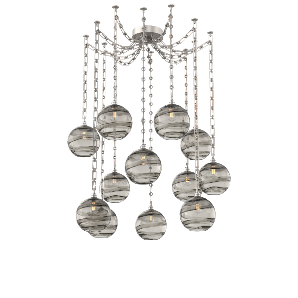 Terra Multi Light Pendant Multi Port Canopy Beige Silver
