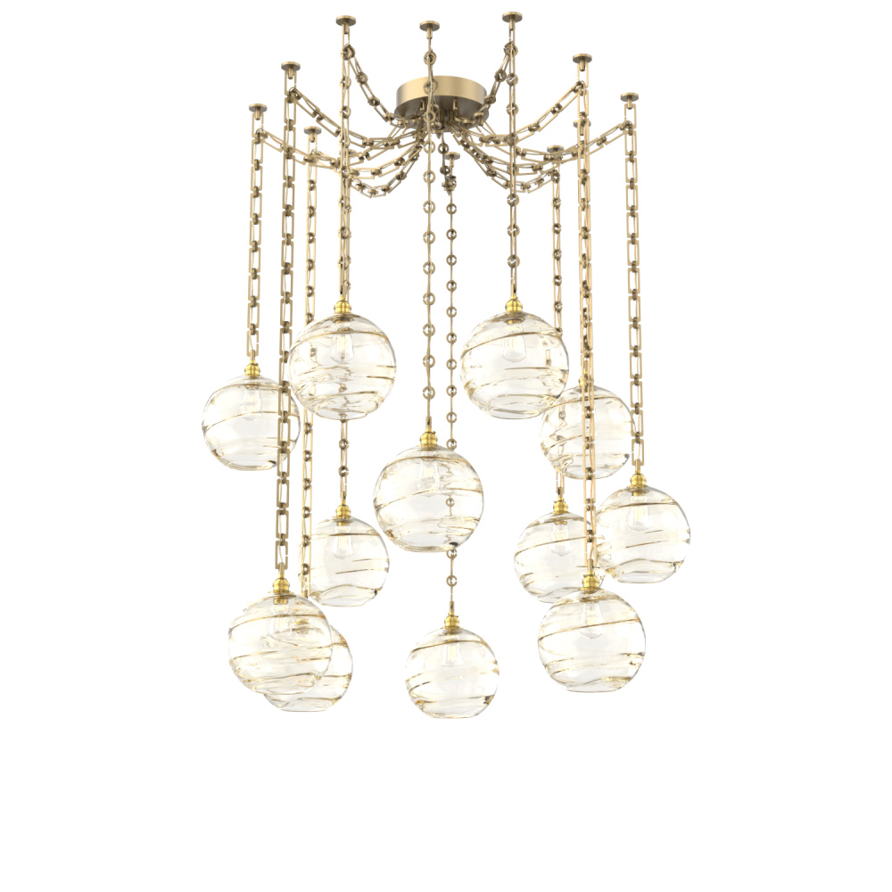 Terra Multi Light Pendant Multi Port Canopy Gilded Brass