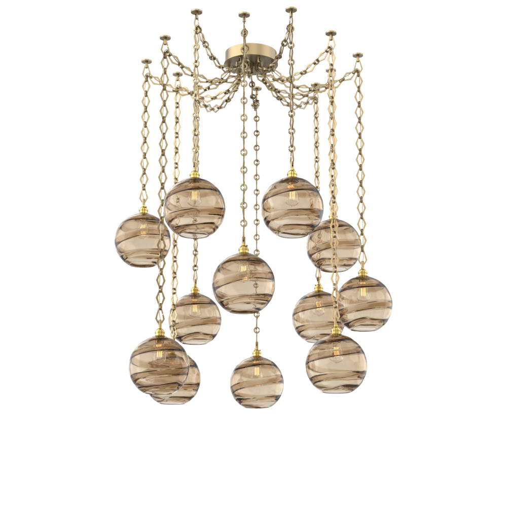 Terra Multi Light Pendant Multi Port Canopy Gilded Brass
