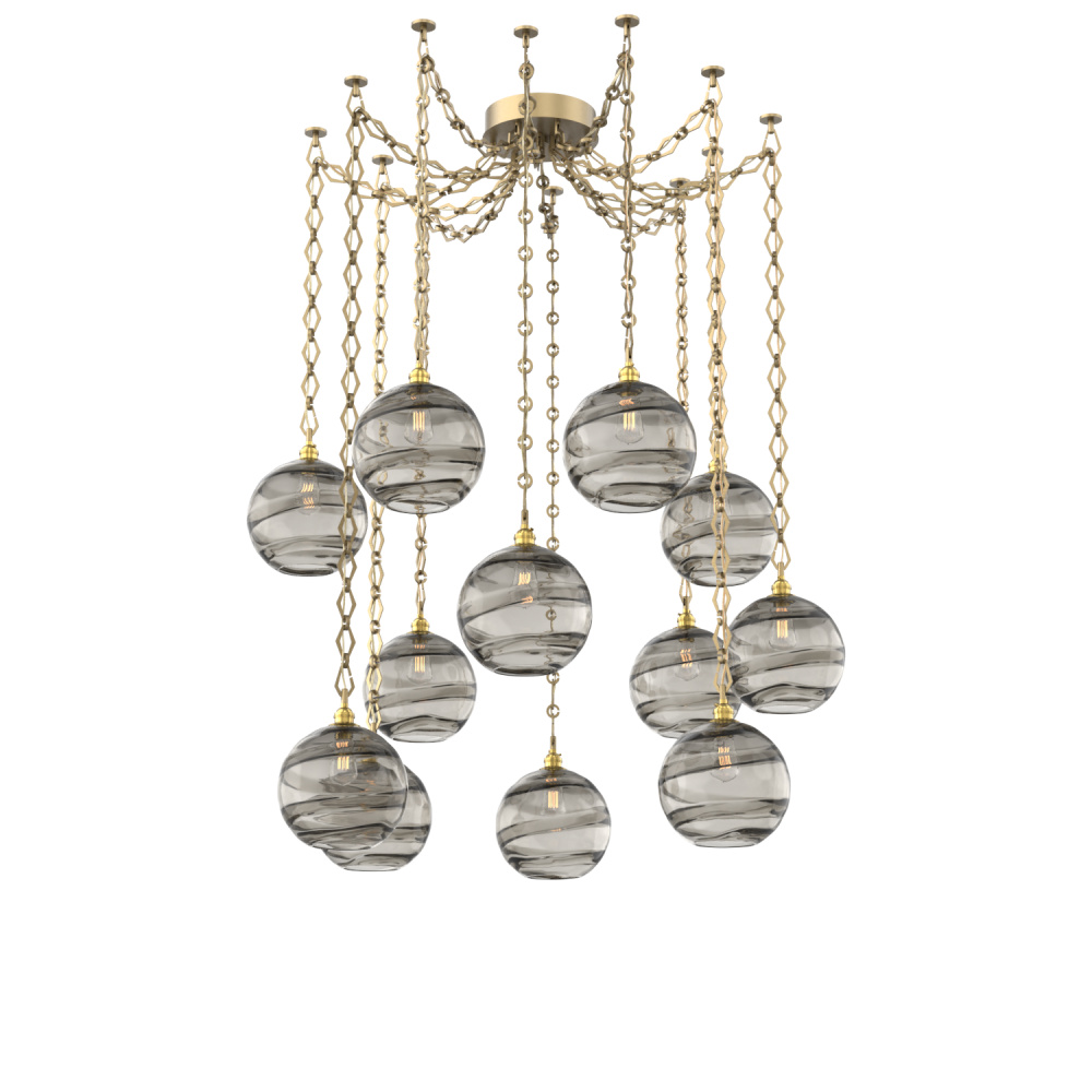 Terra Multi Light Pendant Multi Port Canopy Gilded Brass