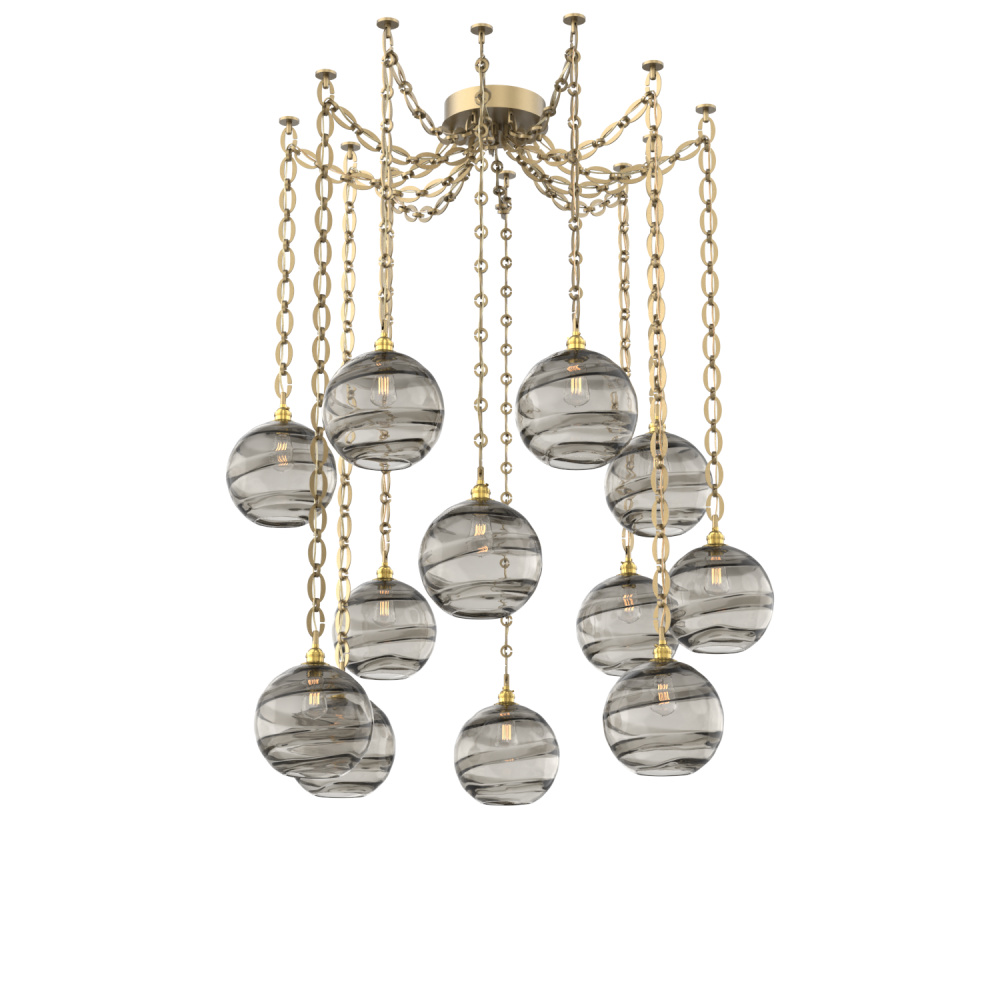 Terra Multi Light Pendant Multi Port Canopy Gilded Brass