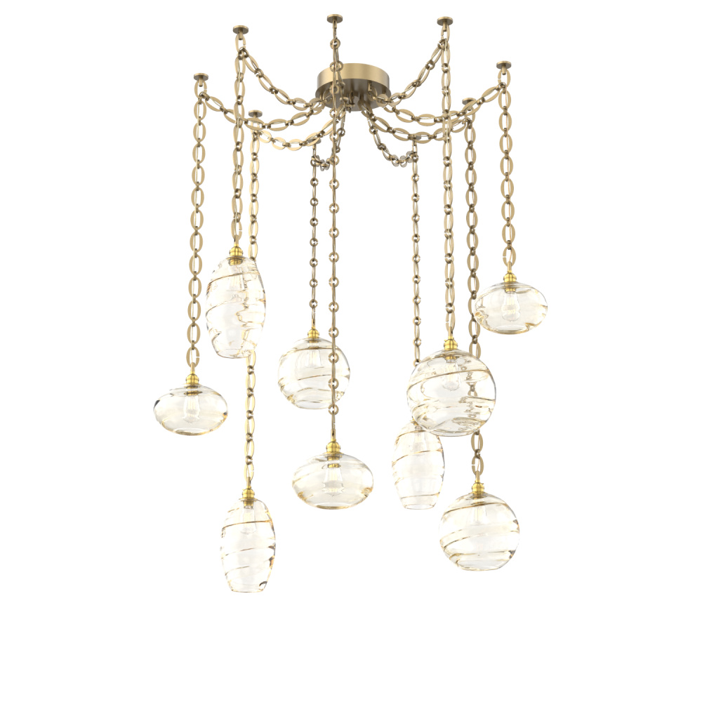 Misto Multi Light Pendant Multi Port Canopy Gilded Brass
