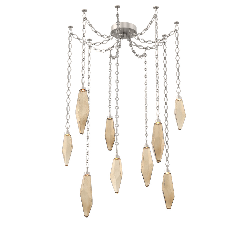 Rock Crystal Multi Light Pendant Multi Port Canopy Beige Silver