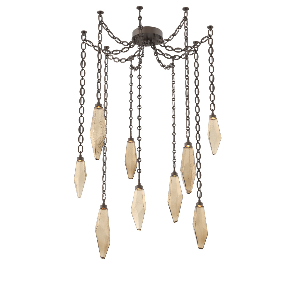 Rock Crystal Multi Light Pendant Multi Port Canopy Flat Bronze