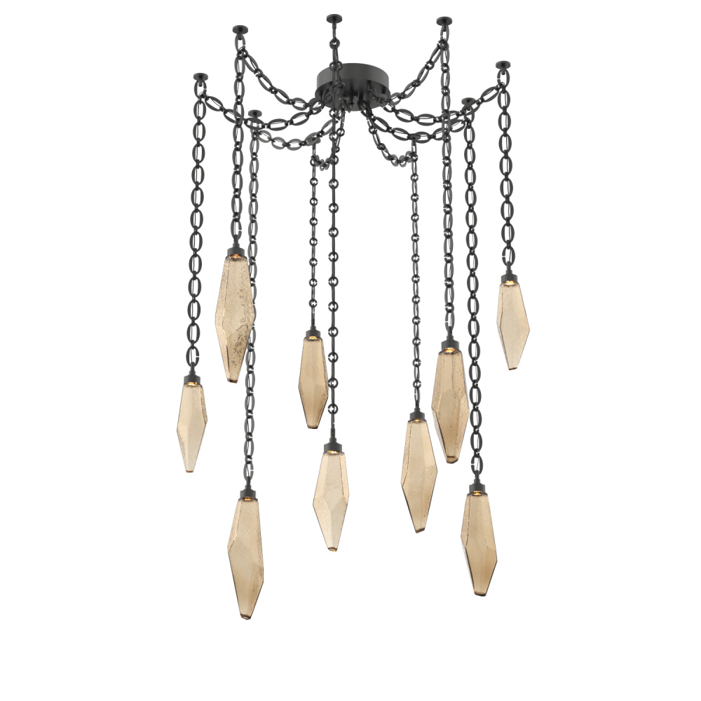Rock Crystal Multi Light Pendant Multi Port Canopy Matte Black