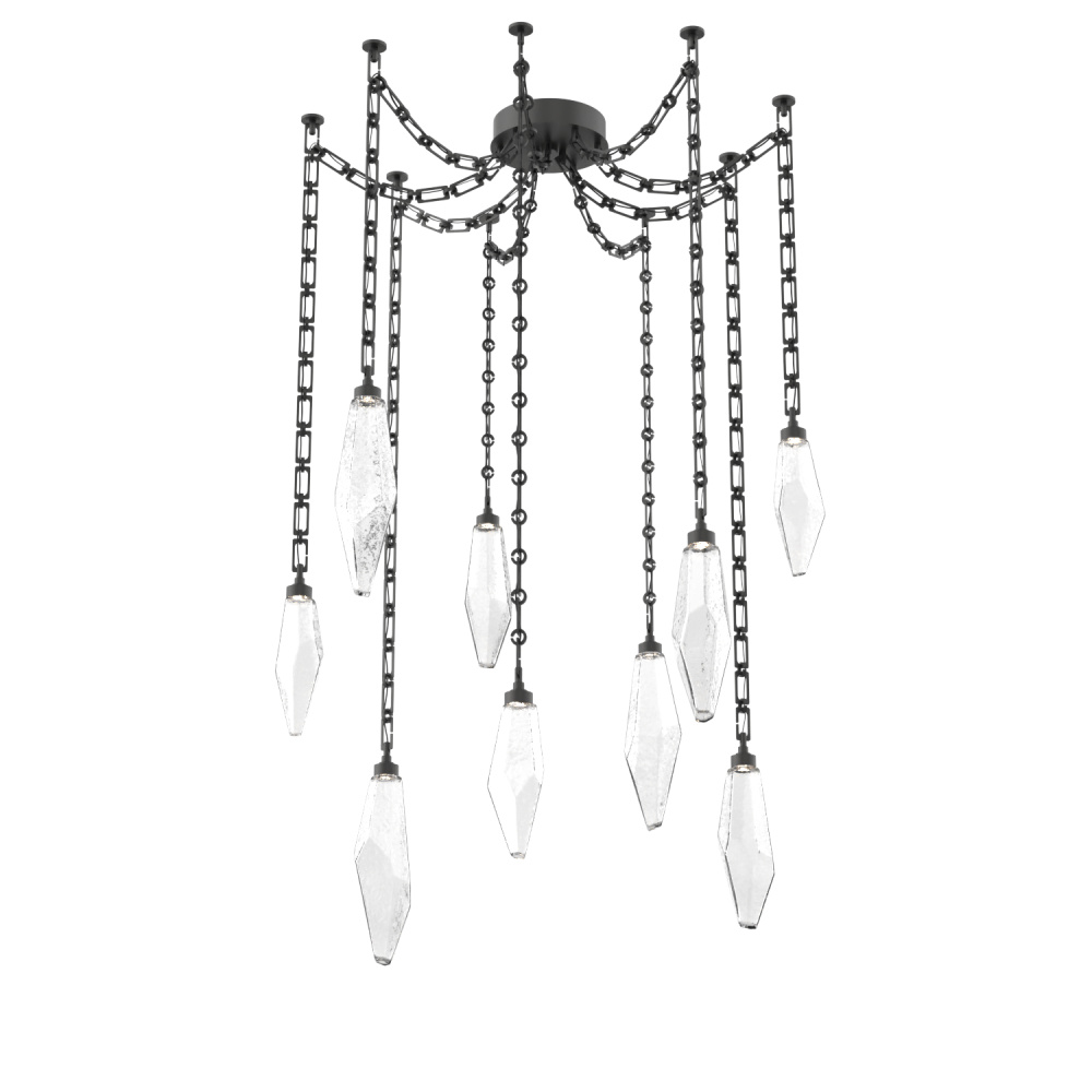 Rock Crystal Multi Light Pendant Multi Port Canopy Matte Black