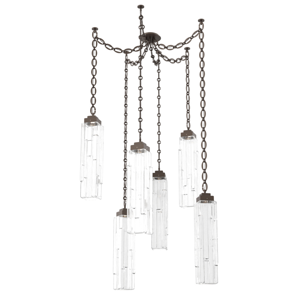 Ledgestone Multi Light Pendant Multi Port Canopy Flat Bronze