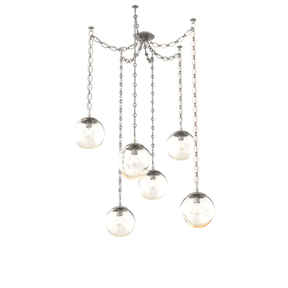 Aster Bulb Multi Light Pendant Multi Port Canopy Beige Silver
