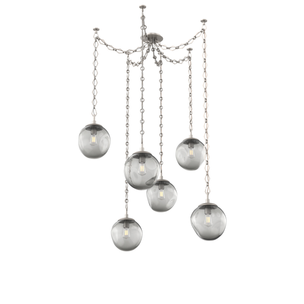 Aster Bulb Multi Light Pendant Multi Port Canopy Beige Silver
