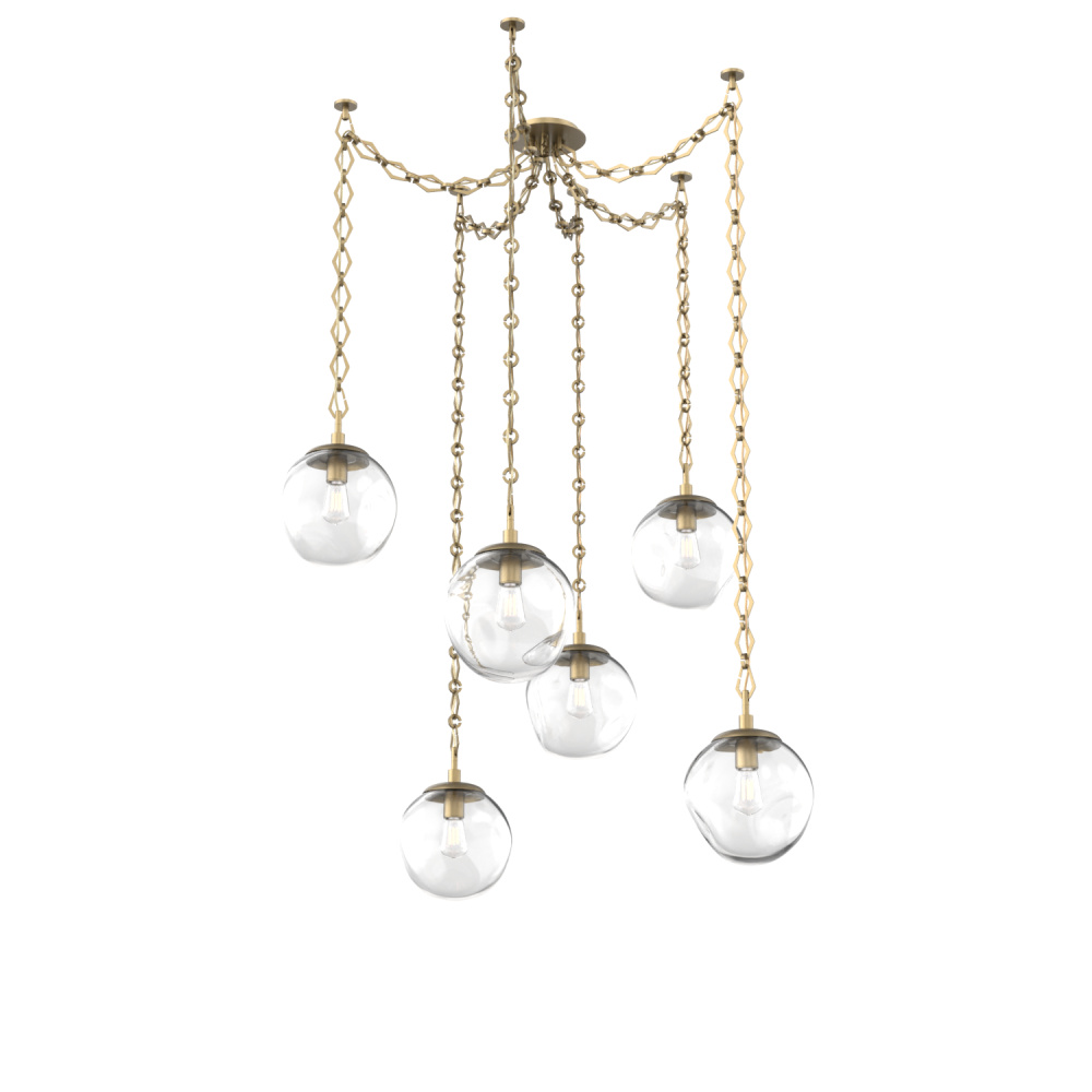 Aster Bulb Multi Light Pendant Multi Port Canopy Gilded Brass
