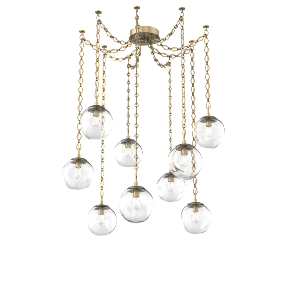 Aster Bulb Multi Light Pendant Multi Port Canopy Gilded Brass