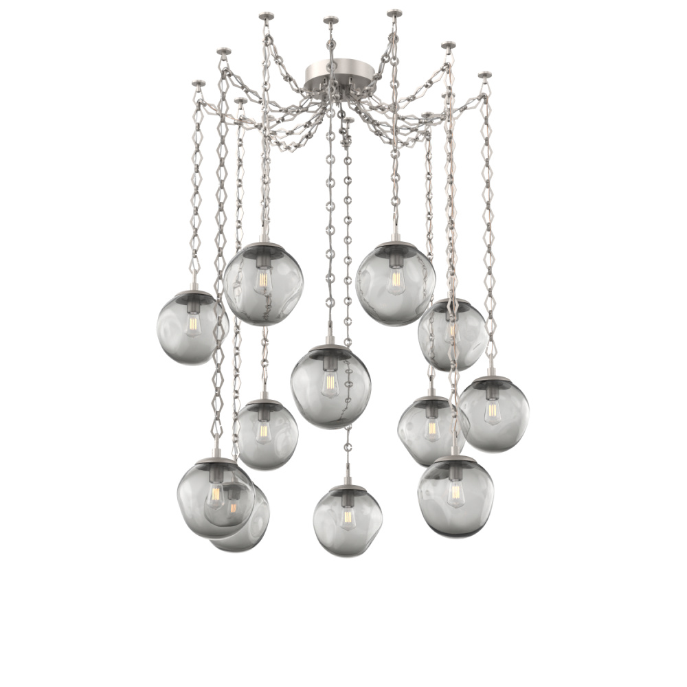 Aster Bulb Multi Light Pendant Multi Port Canopy Beige Silver