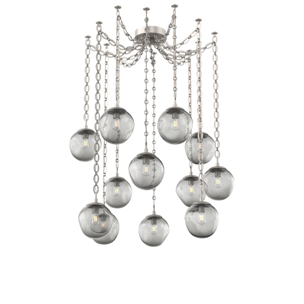 Aster Bulb Multi Light Pendant Multi Port Canopy Beige Silver