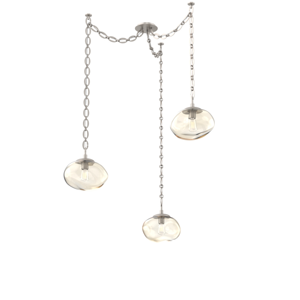 Nova Bulb Multi Light Pendant Multi Port Canopy Beige Silver