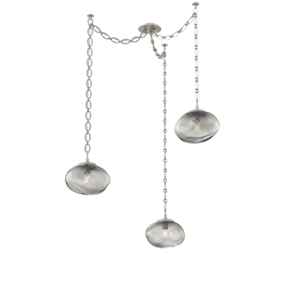 Nova Bulb Multi Light Pendant Multi Port Canopy Beige Silver