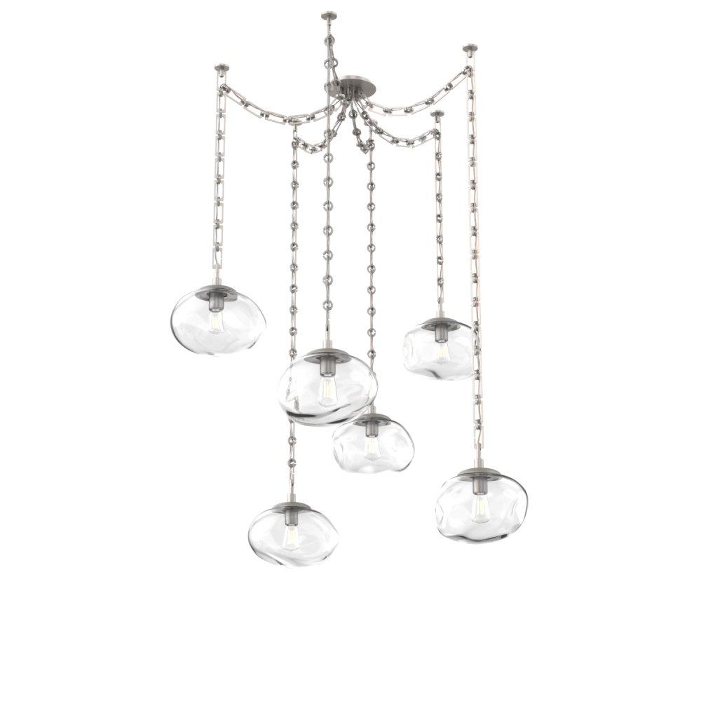 Nova Bulb Multi Light Pendant Multi Port Canopy Beige Silver