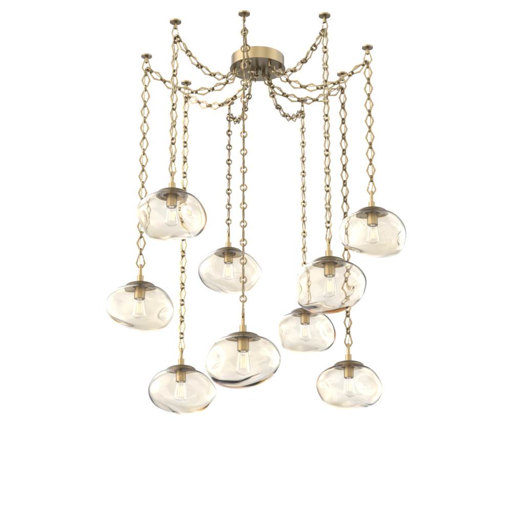 Nova Bulb Multi Light Pendant Multi Port Canopy Gilded Brass