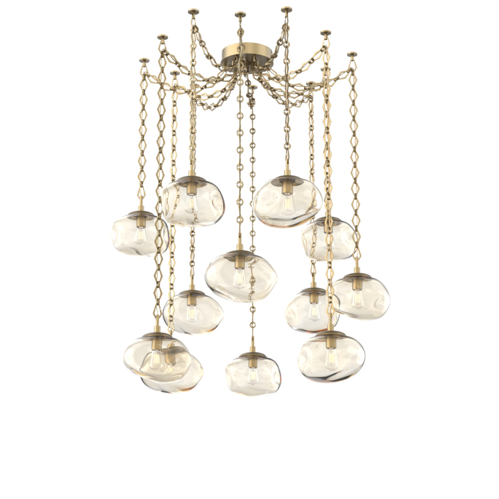 Nova Bulb Multi Light Pendant Multi Port Canopy Gilded Brass