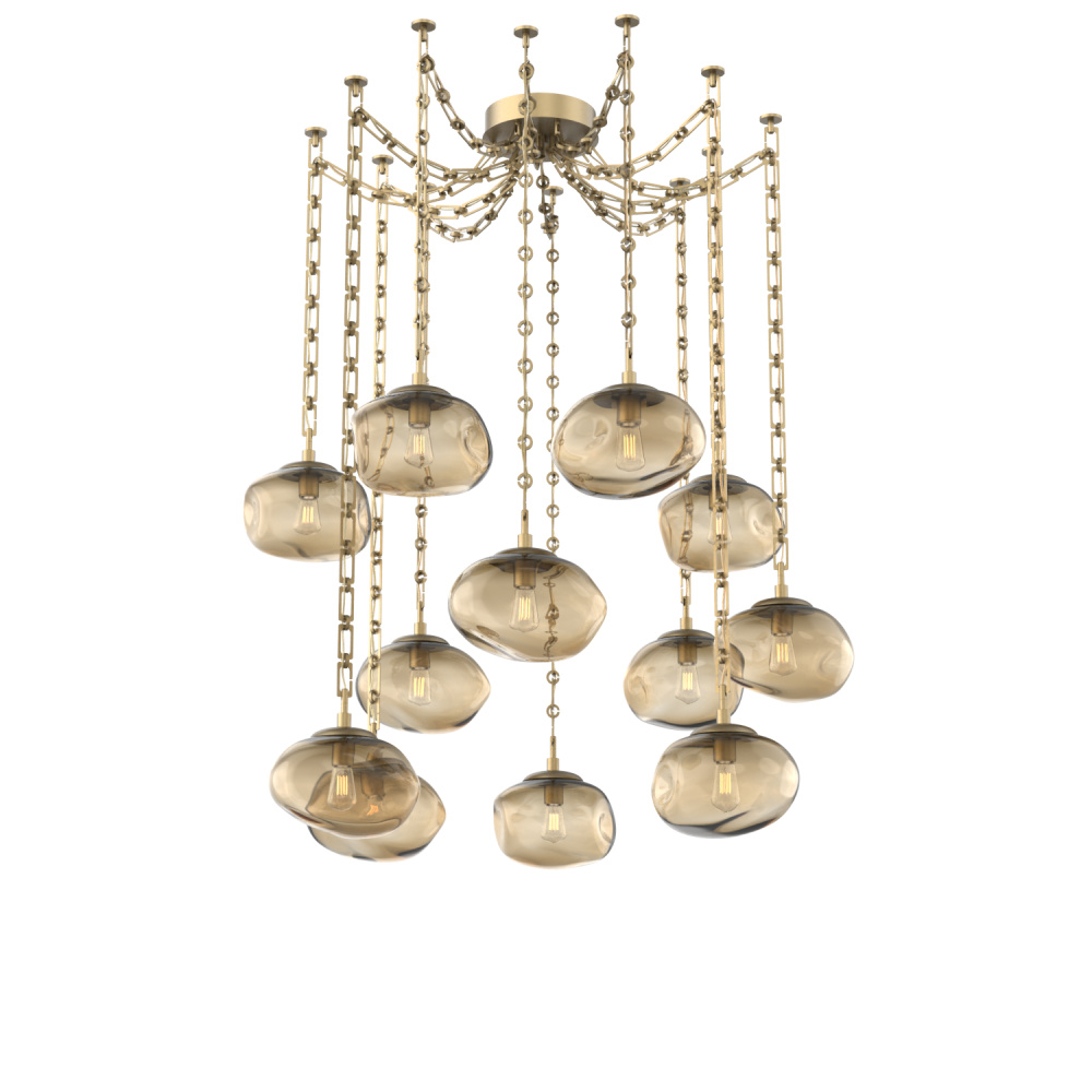 Nova Bulb Multi Light Pendant Multi Port Canopy Gilded Brass