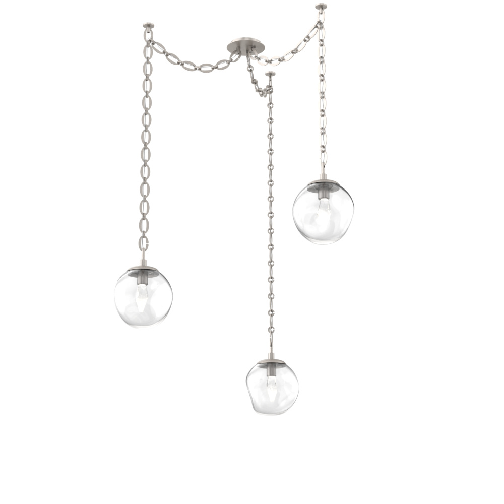 Aster LED Multi Light Pendant Multi Port Canopy Beige Silver