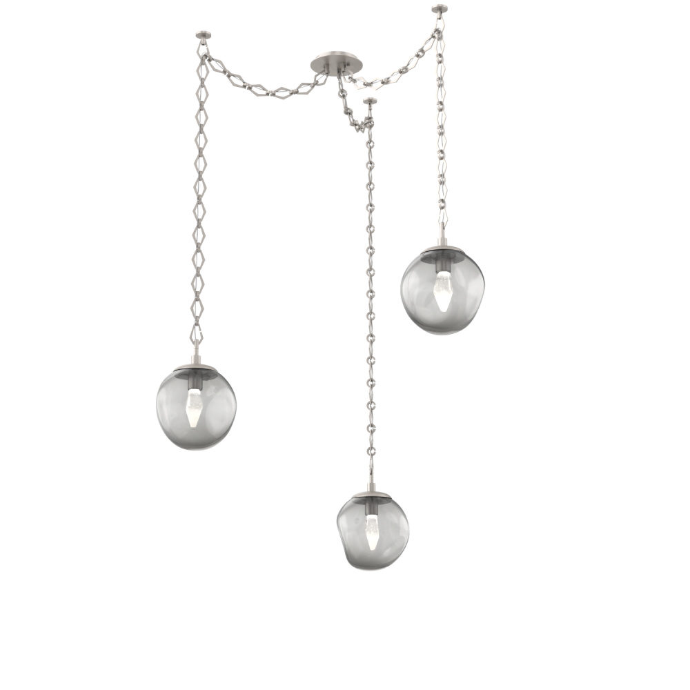 Aster LED Multi Light Pendant Multi Port Canopy Beige Silver