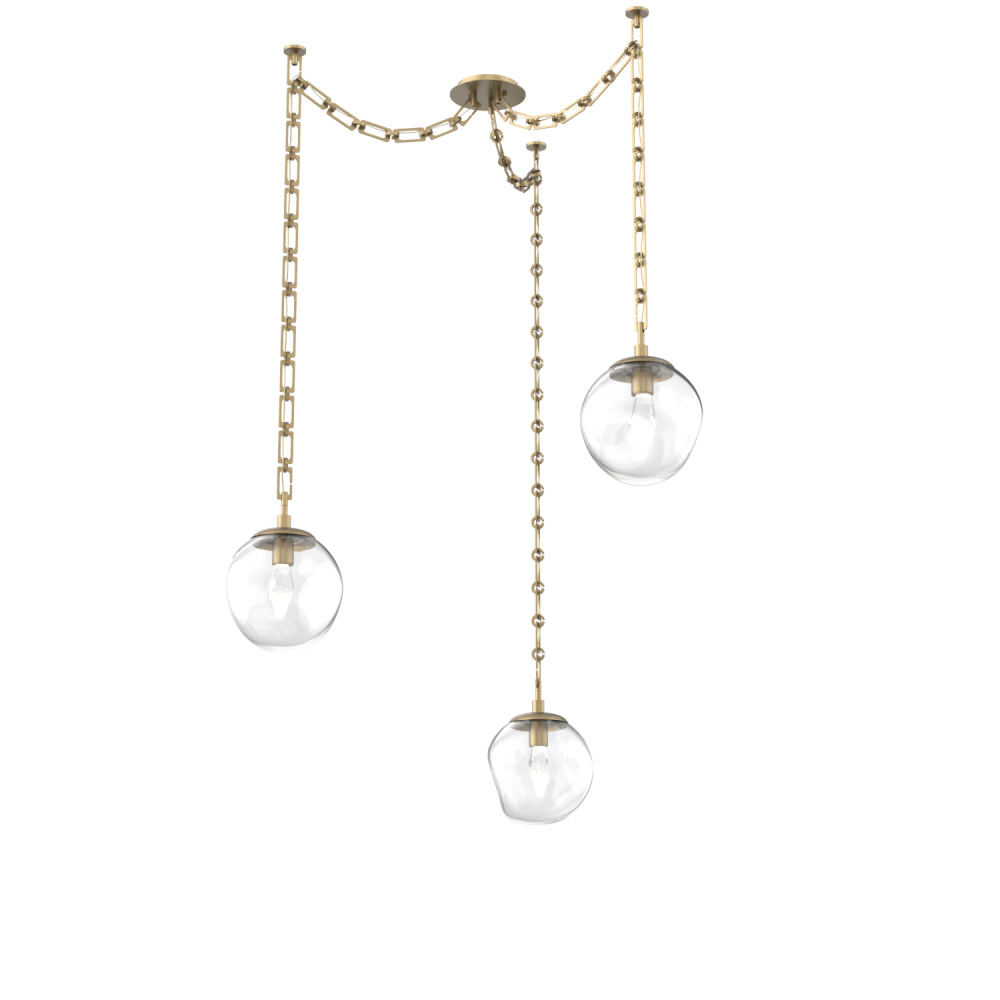 Aster LED Multi Light Pendant Multi Port Canopy Gilded Brass