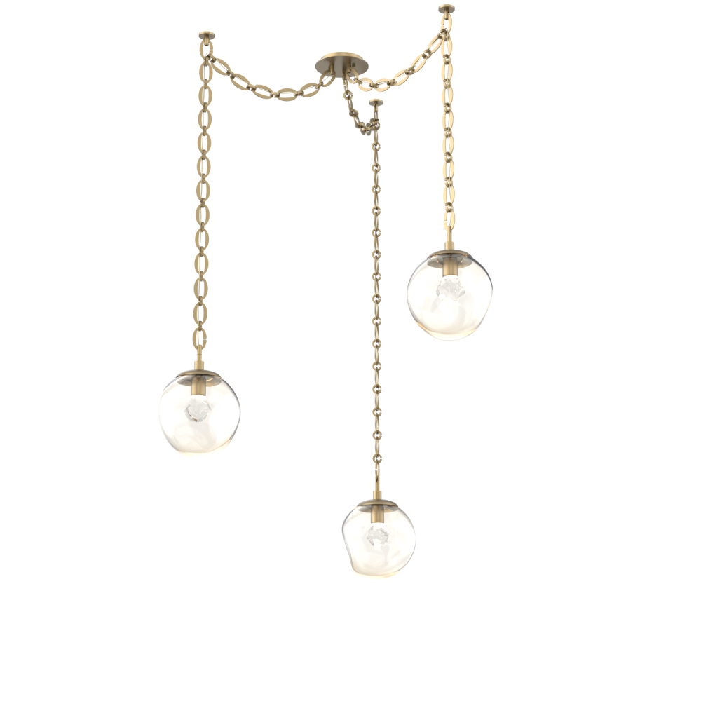 Aster LED Multi Light Pendant Multi Port Canopy Gilded Brass