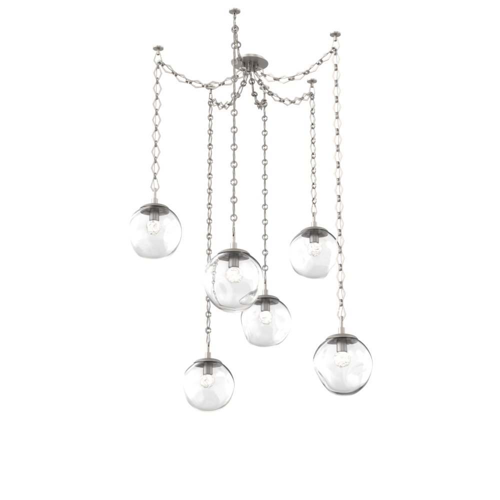 Aster LED Multi Light Pendant Multi Port Canopy Beige Silver
