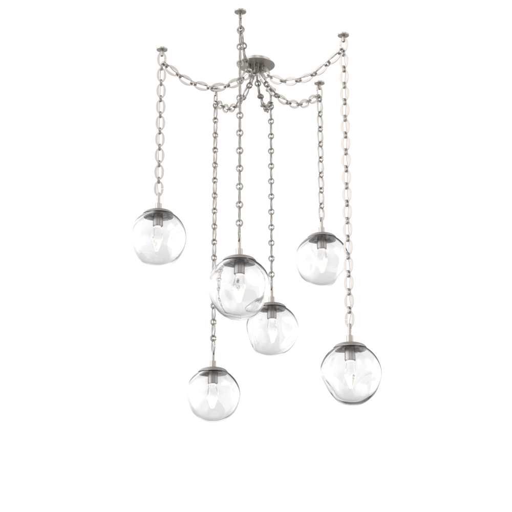 Aster LED Multi Light Pendant Multi Port Canopy Beige Silver