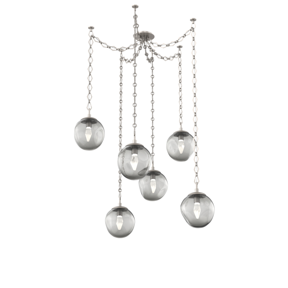 Aster LED Multi Light Pendant Multi Port Canopy Beige Silver