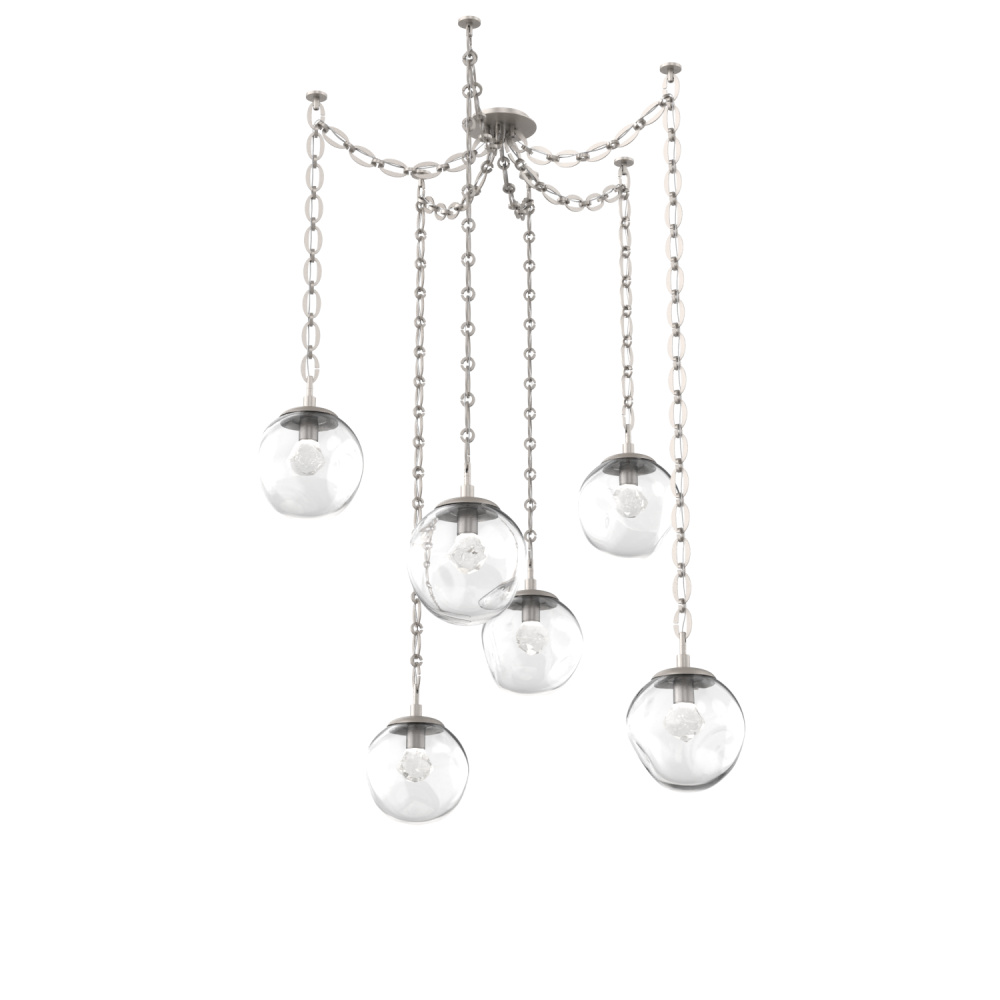 Aster LED Multi Light Pendant Multi Port Canopy Beige Silver