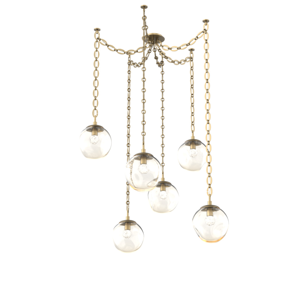 Aster LED Multi Light Pendant Multi Port Canopy Gilded Brass