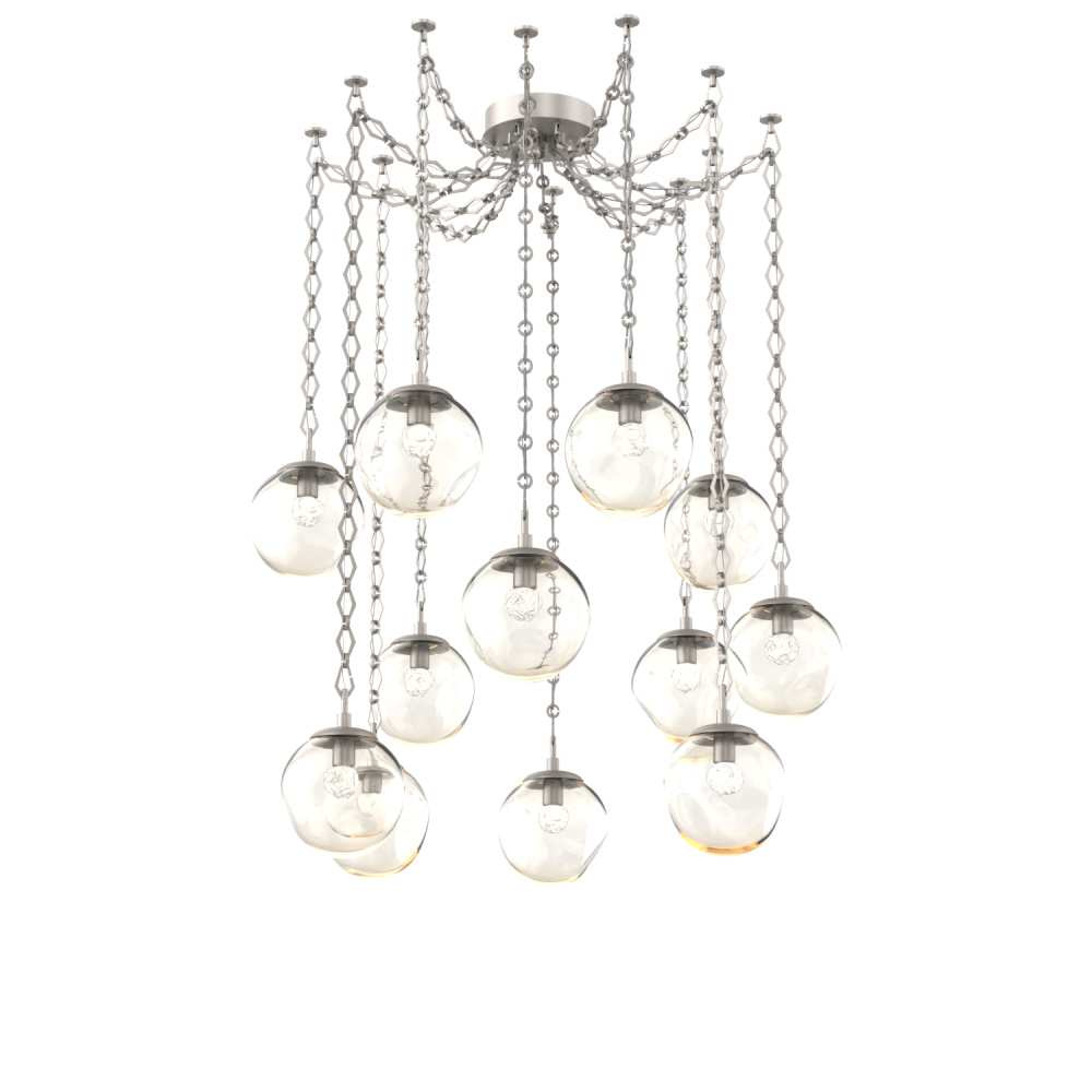 Aster LED Multi Light Pendant Multi Port Canopy Beige Silver