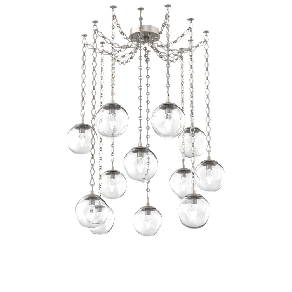 Aster LED Multi Light Pendant Multi Port Canopy Beige Silver