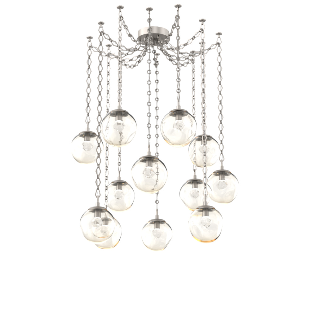 Aster LED Multi Light Pendant Multi Port Canopy Beige Silver