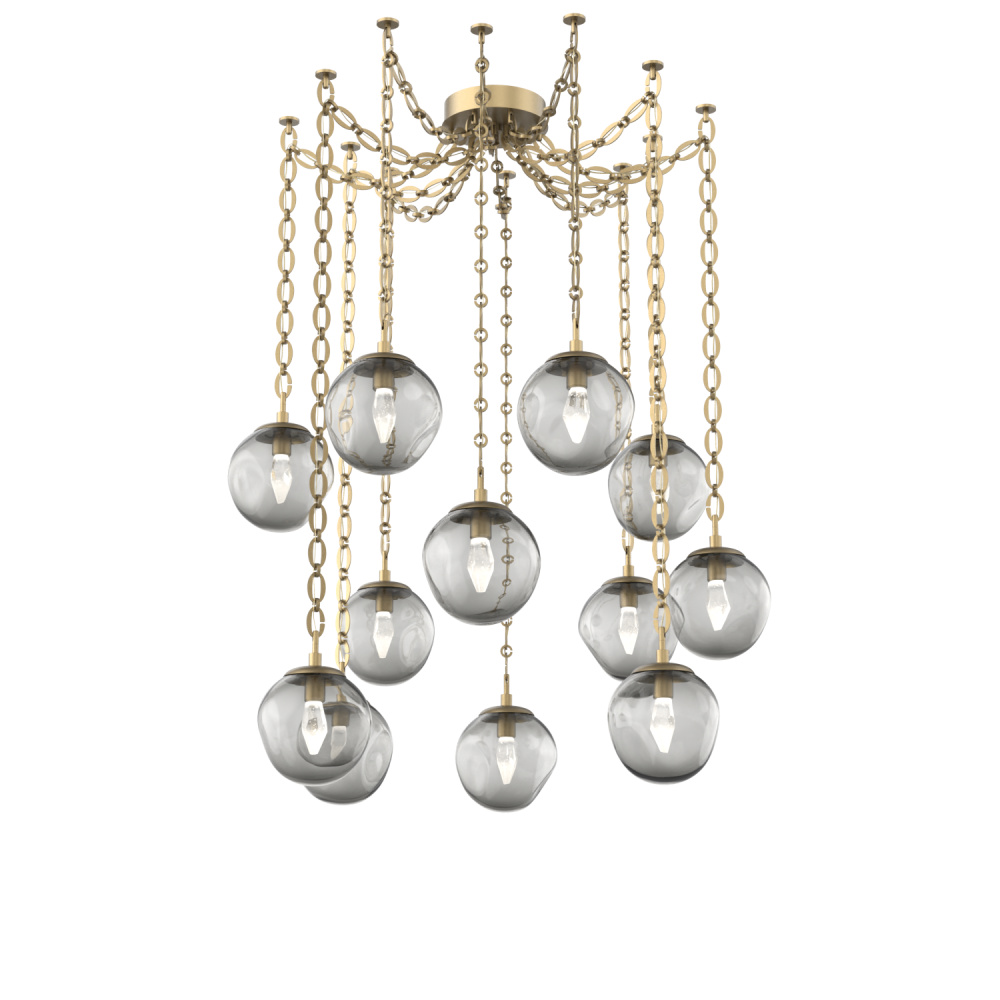 Aster LED Multi Light Pendant Multi Port Canopy Gilded Brass