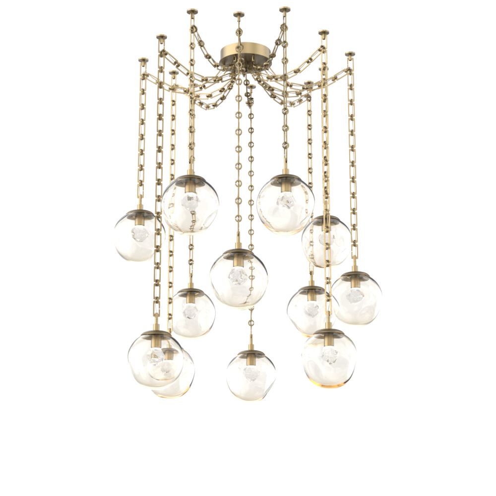 Aster LED Multi Light Pendant Multi Port Canopy Gilded Brass