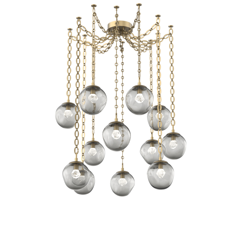 Aster LED Multi Light Pendant Multi Port Canopy Gilded Brass