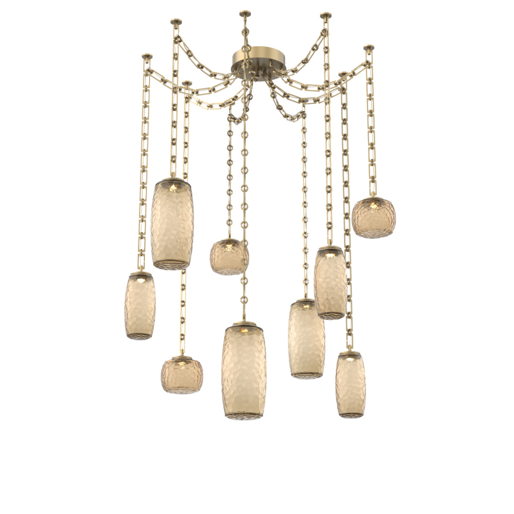 Vessel Multi Light Pendant Gilded Brass