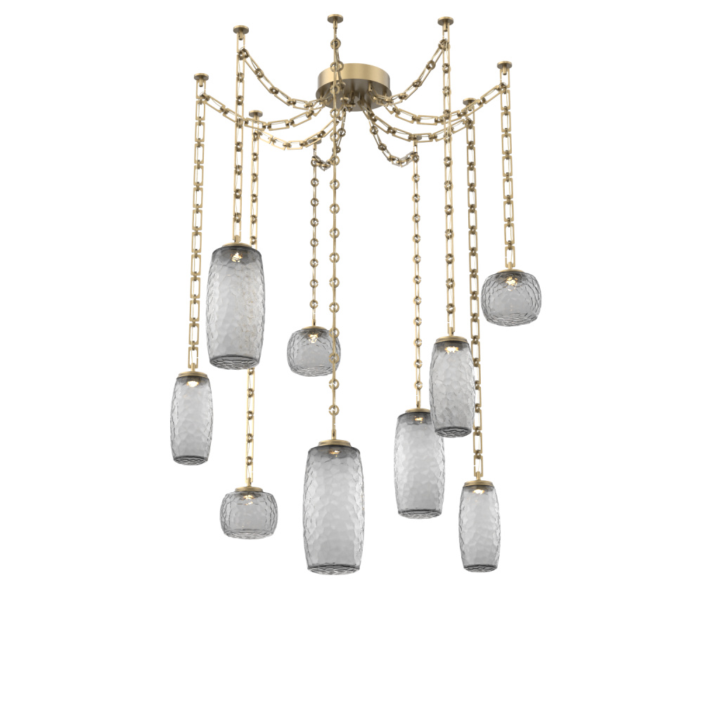 Vessel Multi Light Pendant Gilded Brass