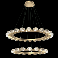 Hammerton CHB0079-2T-HB-PC-CA1-L3 - Pebble DoubleRing 36" & 48" Small Glass-Heritage Brass-Pebble Clear