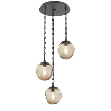 Hammerton CNB0066-03-MB-GB-CH3-L1 - Aster Round 3pc Multi-Pendant with Chain (LED)