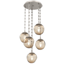 Hammerton CNB0066-05-BS-GB-CH3-L3 - Aster Round 5pc Multi-Pendant with Chain (LED)