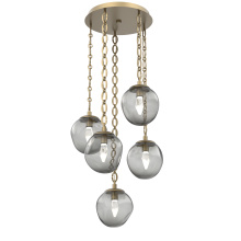 Hammerton CNB0066-05-GB-GS-CH2-L3 - Aster Round 5pc Multi-Pendant with Chain (LED)