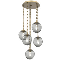 Hammerton CNB0066-05-GB-GS-CH3-L1 - Aster Round 5pc Multi-Pendant with Chain (LED)