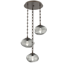 Hammerton CNB0068-03-FB-GS-CH3-L1 - Nova Round 3pc Multi-Pendant with Chain (LED)