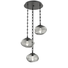 Hammerton CNB0068-03-MB-GS-CH3-L3 - Nova Round 3pc Multi-Pendant with Chain (LED)