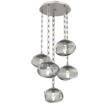 Hammerton CNB0068-05-BS-GS-CH3-L3 - Nova Round 5pc Multi-Pendant with Chain (LED)